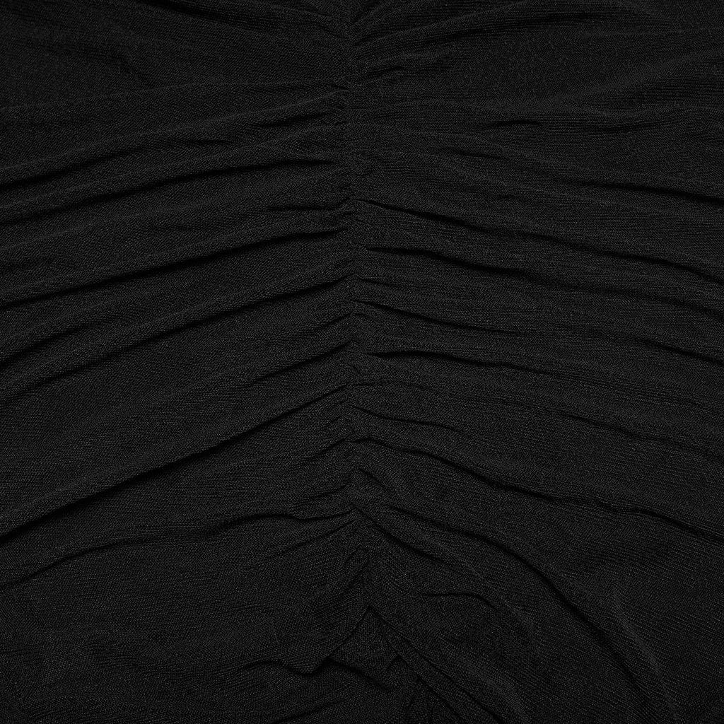 Abito da festa nero punk irregolare con arricciature e mantello con cappuccio da donna taglie forti - immagine 9