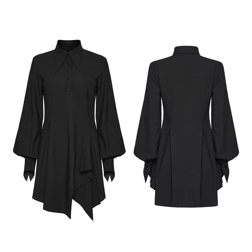 Abito da donna con maniche a sbuffo, colletto rovesciato e asimmetrico punk - immagine 6