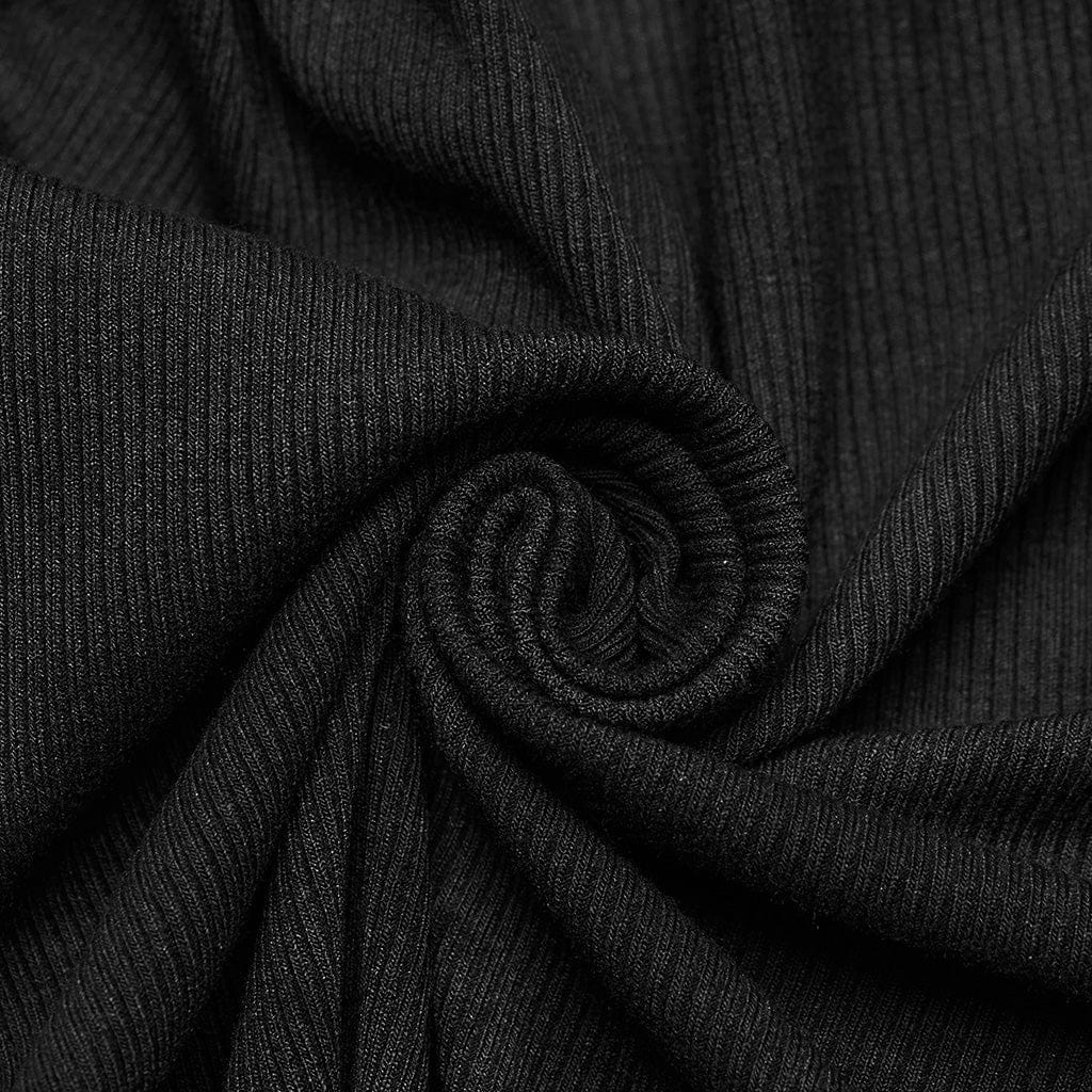 Abito da donna con spalle scoperte e lacci con fibbia punk nero - immagine 7