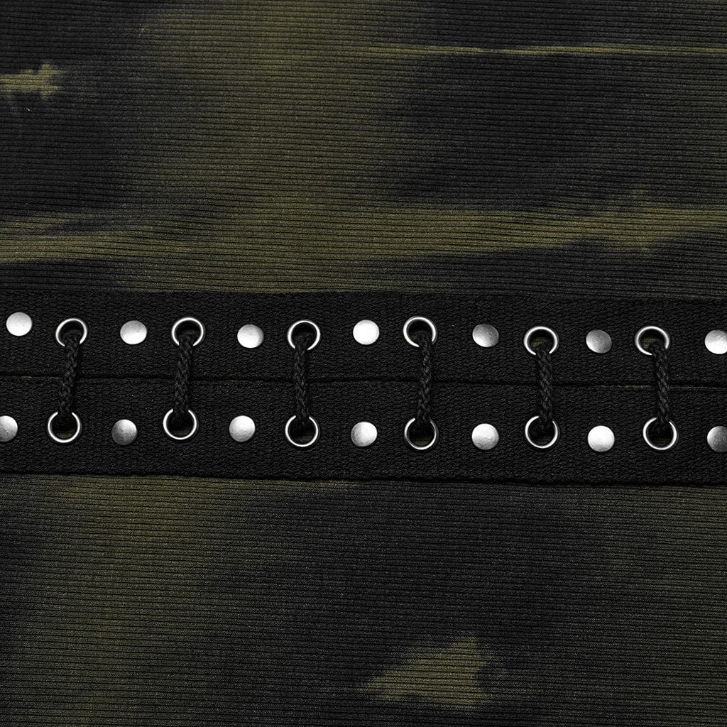 Abito da donna con spalle scoperte e lacci con fibbia punk nero-verde - immagine 8