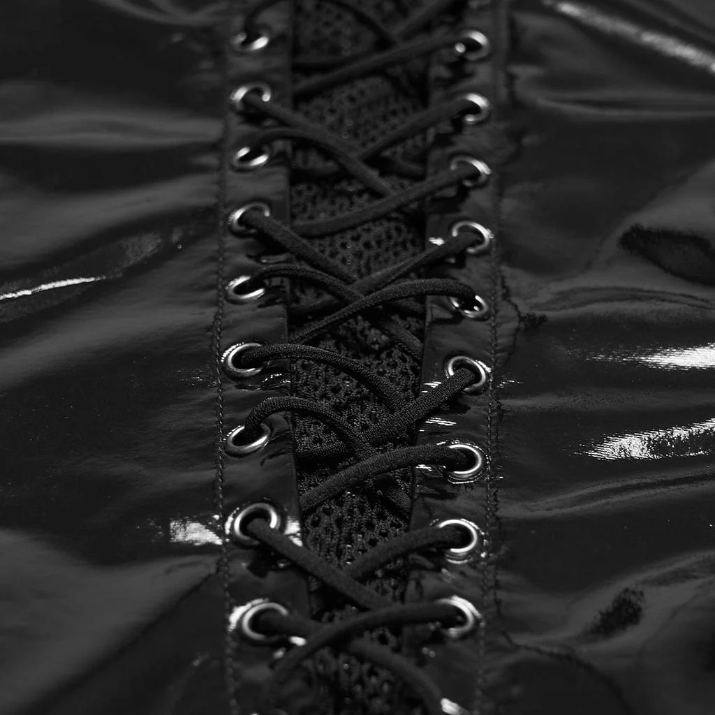 Abito da donna con cinturini con fibbia punk e rete ritagliata - immagine 9