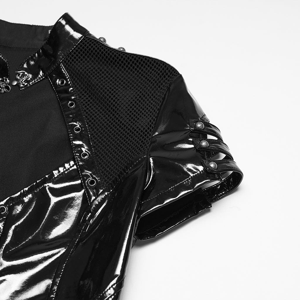 Abito da donna con cinturini con fibbia punk e rete ritagliata - immagine 8