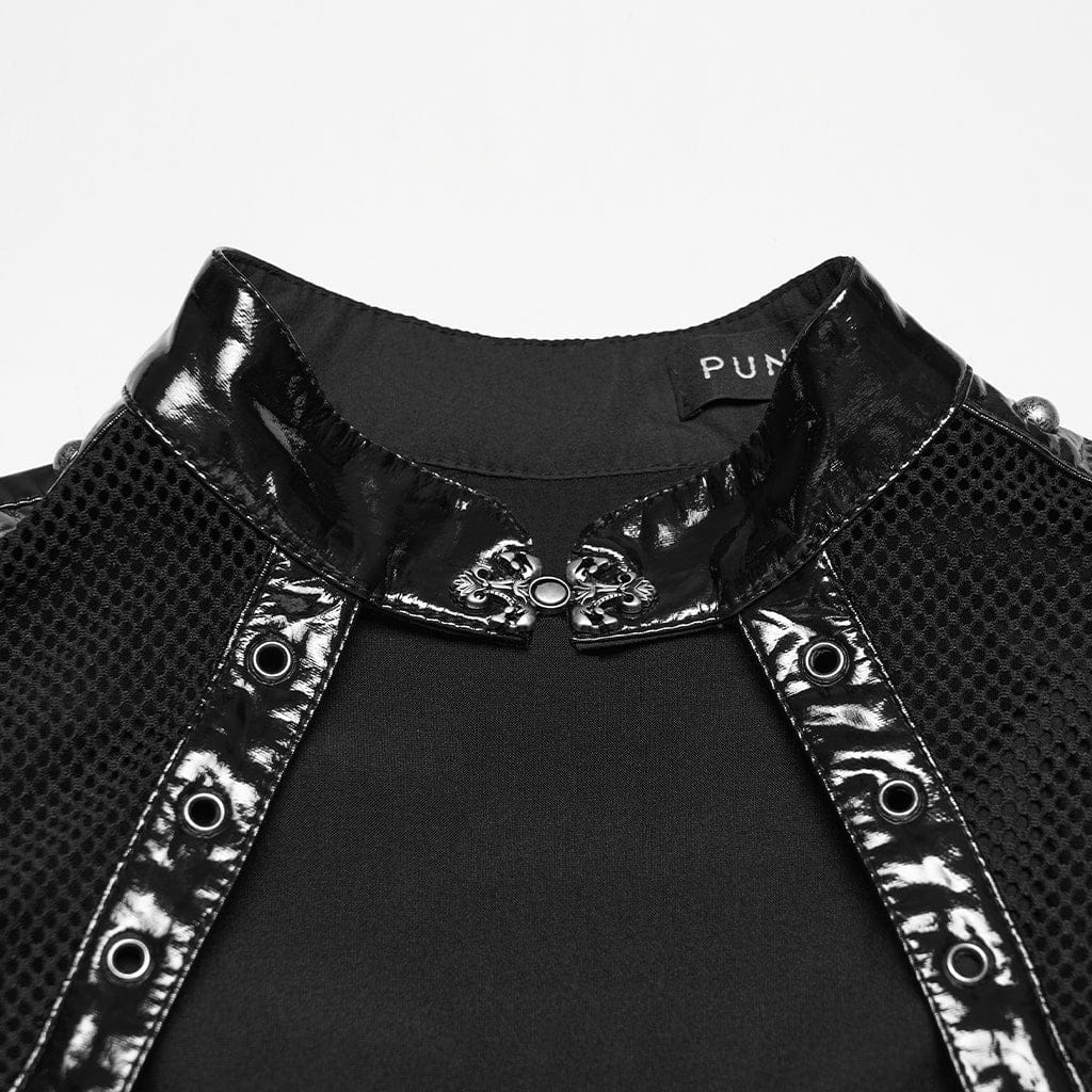 Abito da donna con cinturini con fibbia punk e rete ritagliata - immagine 7