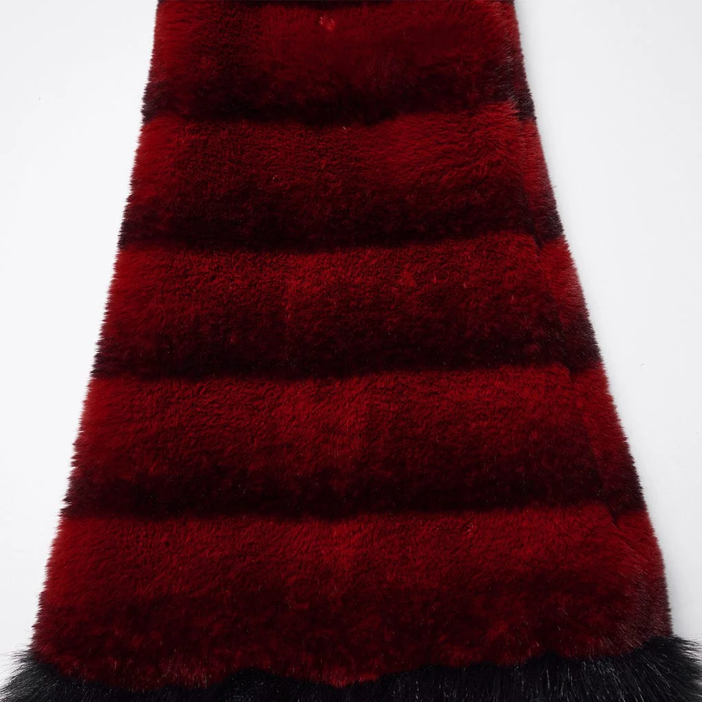 Scaldamuscoli in pelliccia sintetica con cinturino e fibbia punk da donna, rossi - immagine 9