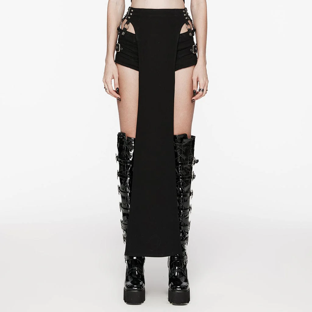 Pantaloncini rimovibili con borchie e fibbia punk da donna - immagine 2