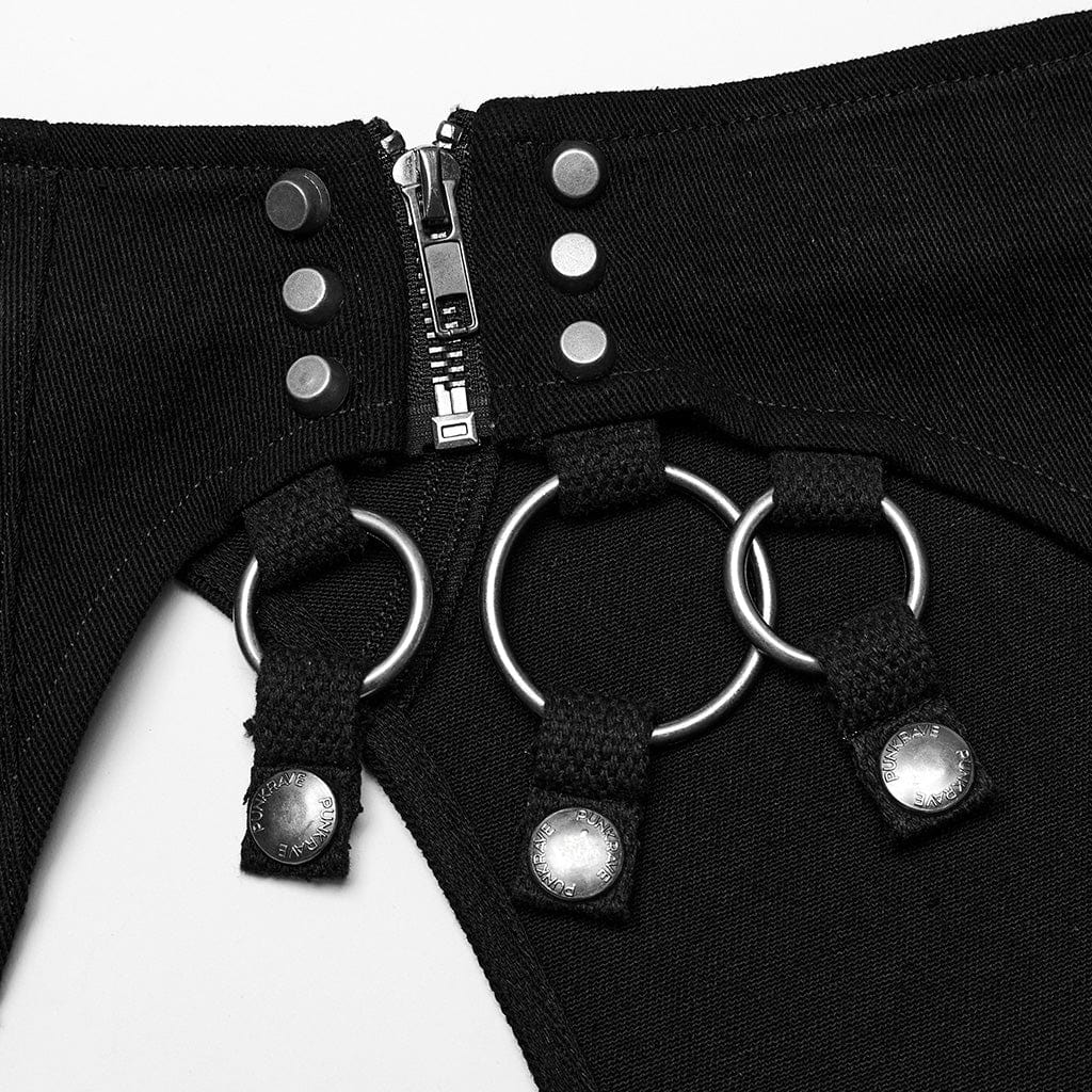 Pantaloncini rimovibili con borchie e fibbia punk da donna - immagine 7