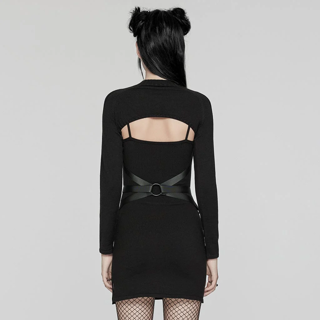 Abito da festival musicale in maglia a due pezzi con fibbia punk da donna - immagine 4