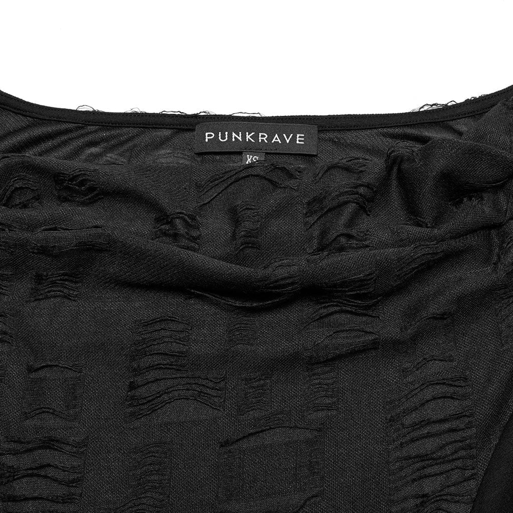 Abito da luna di miele con coulisse e scollo a cappuccio punk da donna, nero - immagine 7