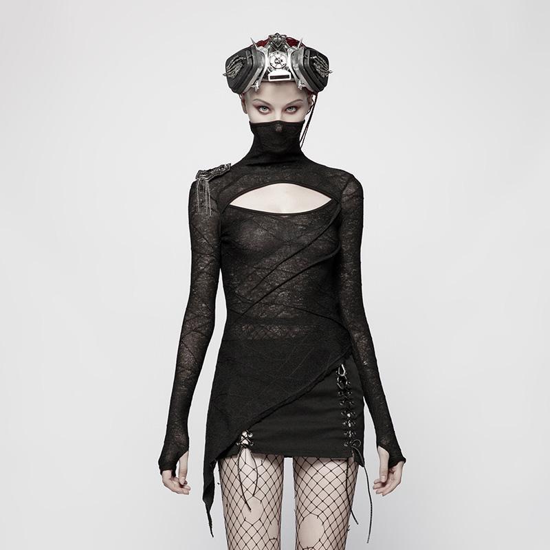 T-shirt collo alto punk da donna - immagine 2