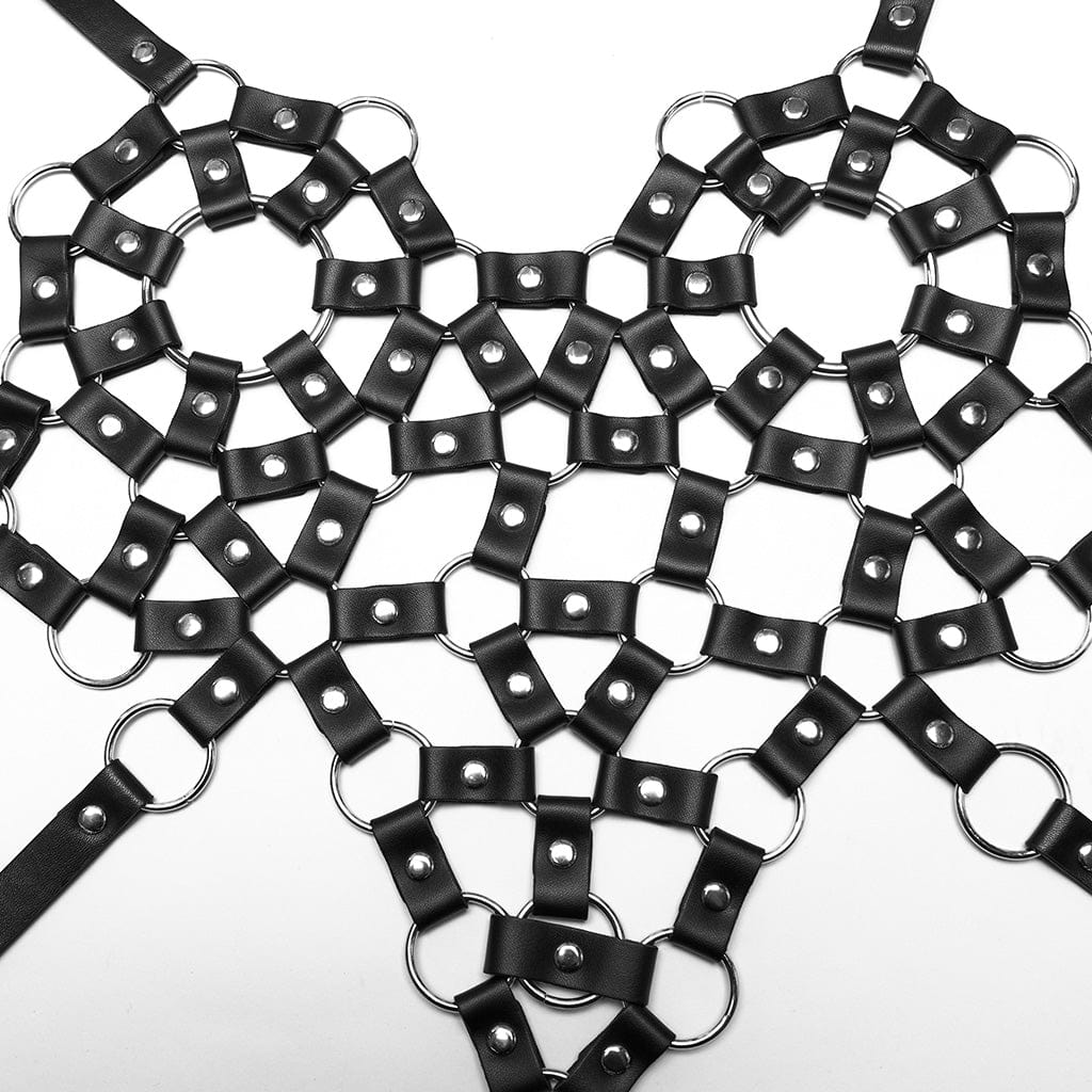 Top corto in similpelle con anello punk da donna - immagine 7