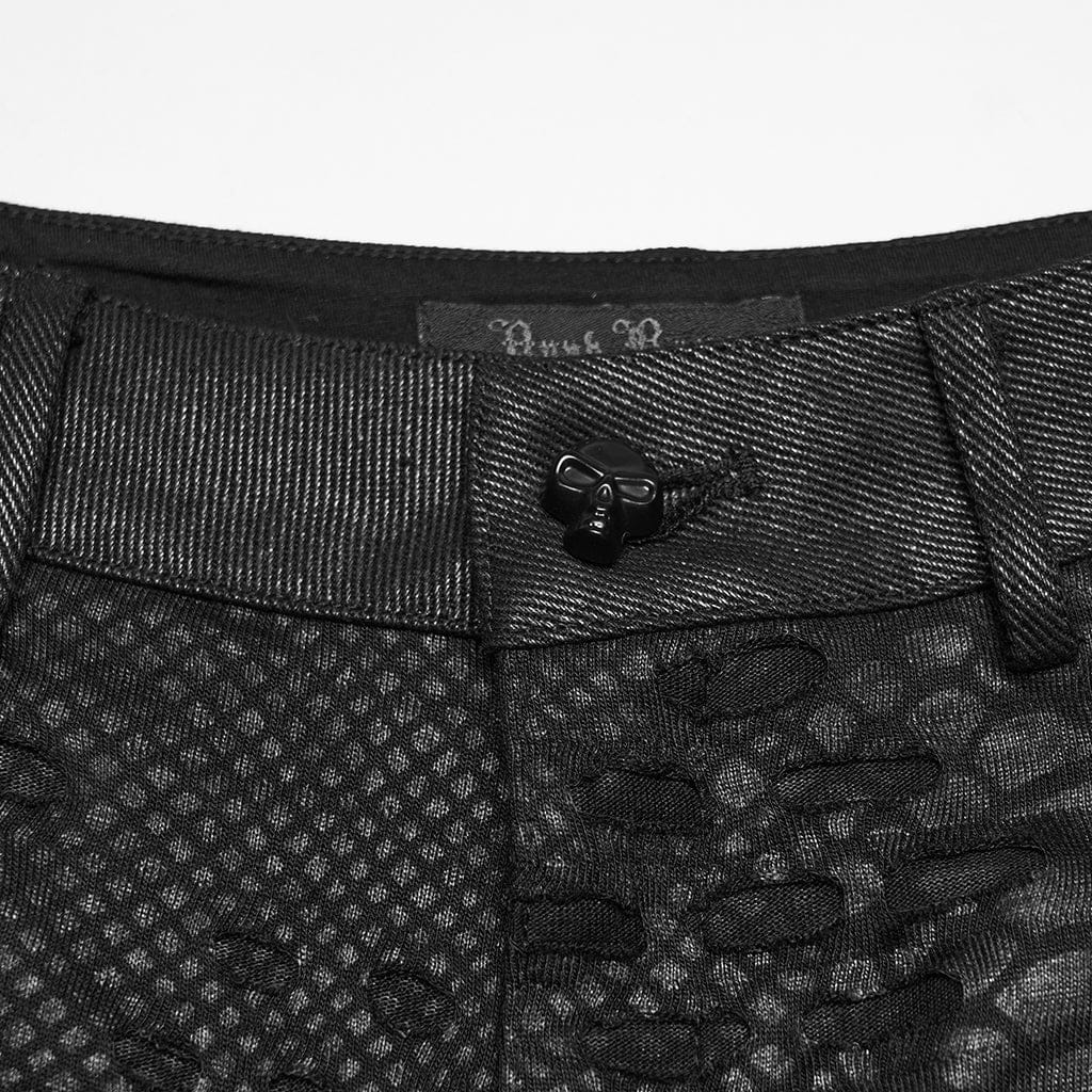 Pantaloncini da donna a vita bassa con strappi e occhielli punk - immagine 8