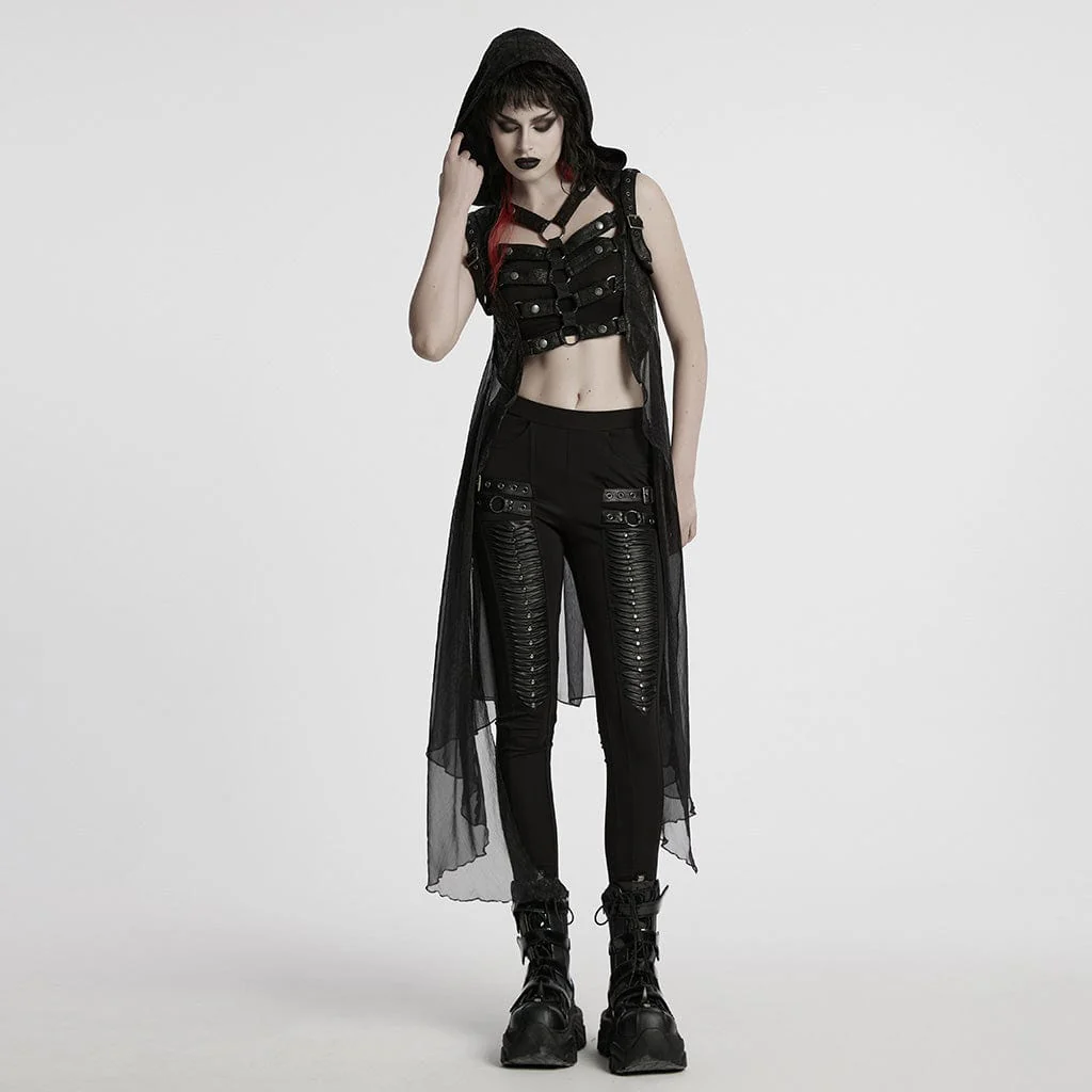 Gilet con cappuccio in rete punk da donna - immagine 5