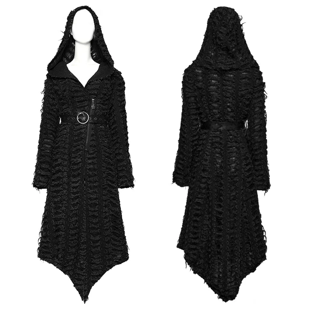 Giacca da donna punk irregolare invecchiata con cappuccio - immagine 6