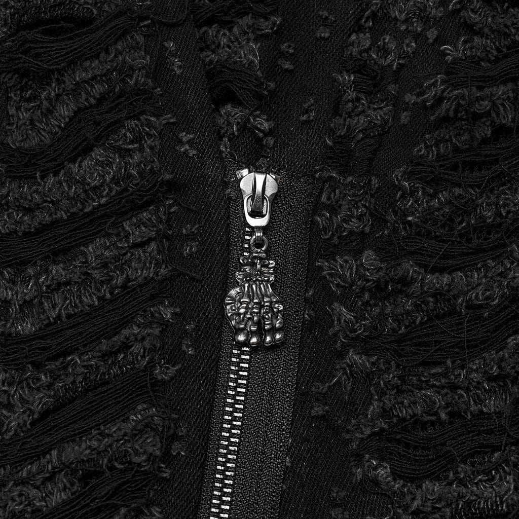 Giacca da donna punk irregolare invecchiata con cappuccio - immagine 7