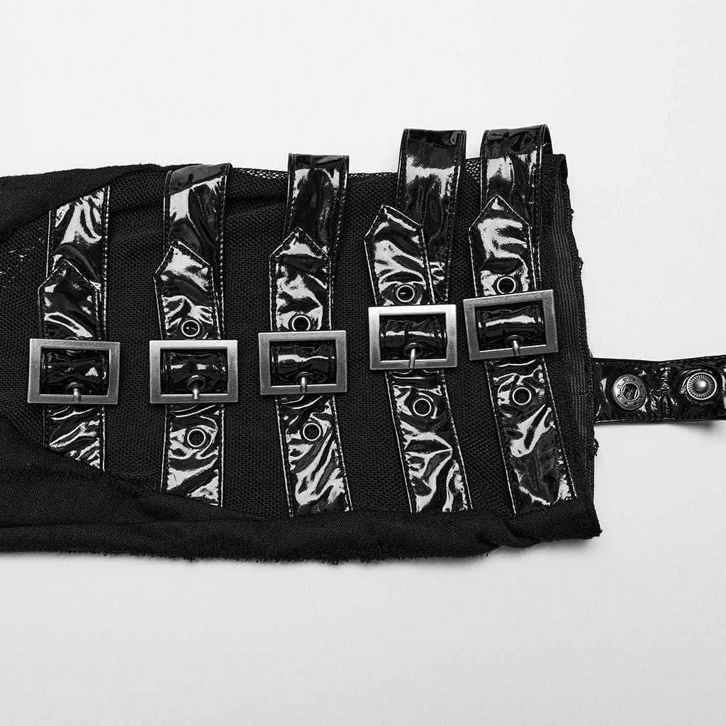 Scaldamuscoli con fibbia e giuntura in rete irregolare punk da donna con giarrettiera - immagine 8