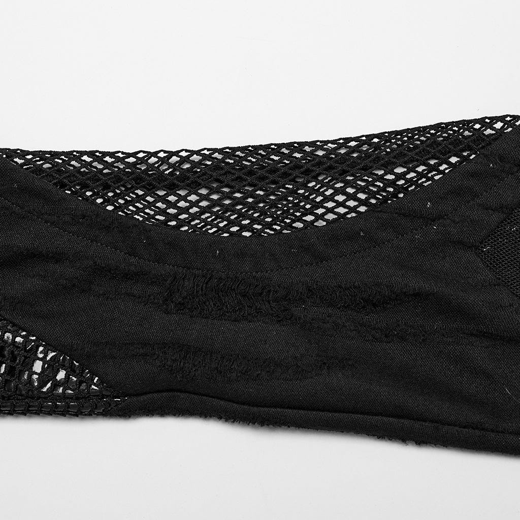 Scaldamuscoli con fibbia e giuntura in rete irregolare punk da donna con giarrettiera - immagine 9