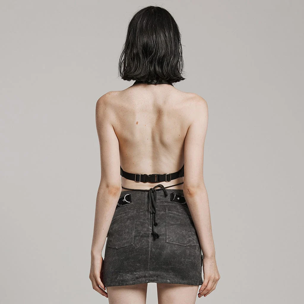 Gilet da donna con cinturino allacciato e fibbia punk - immagine 4