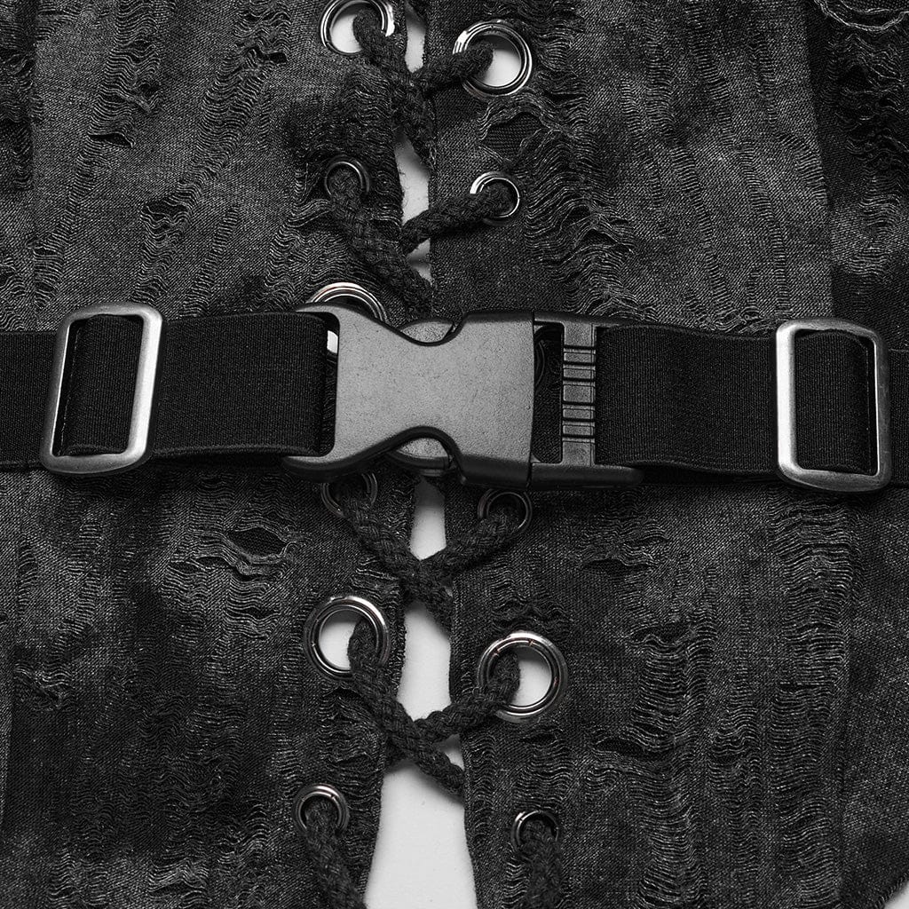 Gilet da donna con cinturino allacciato e fibbia punk - immagine 7