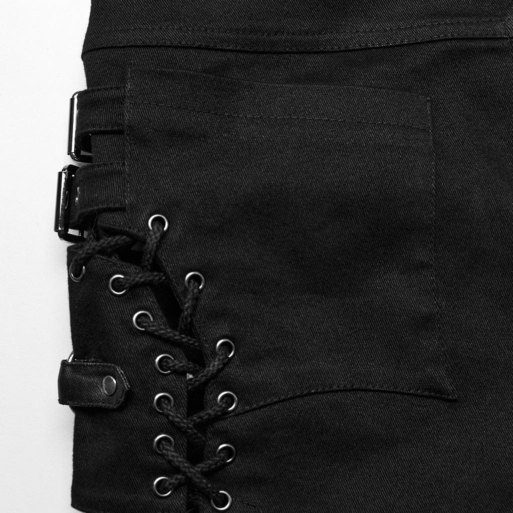 Pantaloncini da donna con fibbia in rete con lacci punk - immagine 8