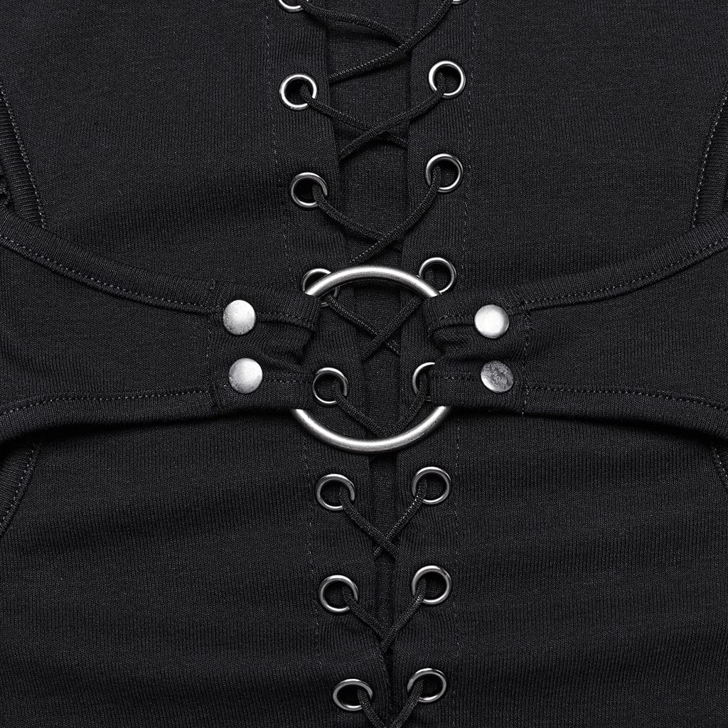 Camicette punk con lacci e giunture in rete da donna - immagine 7