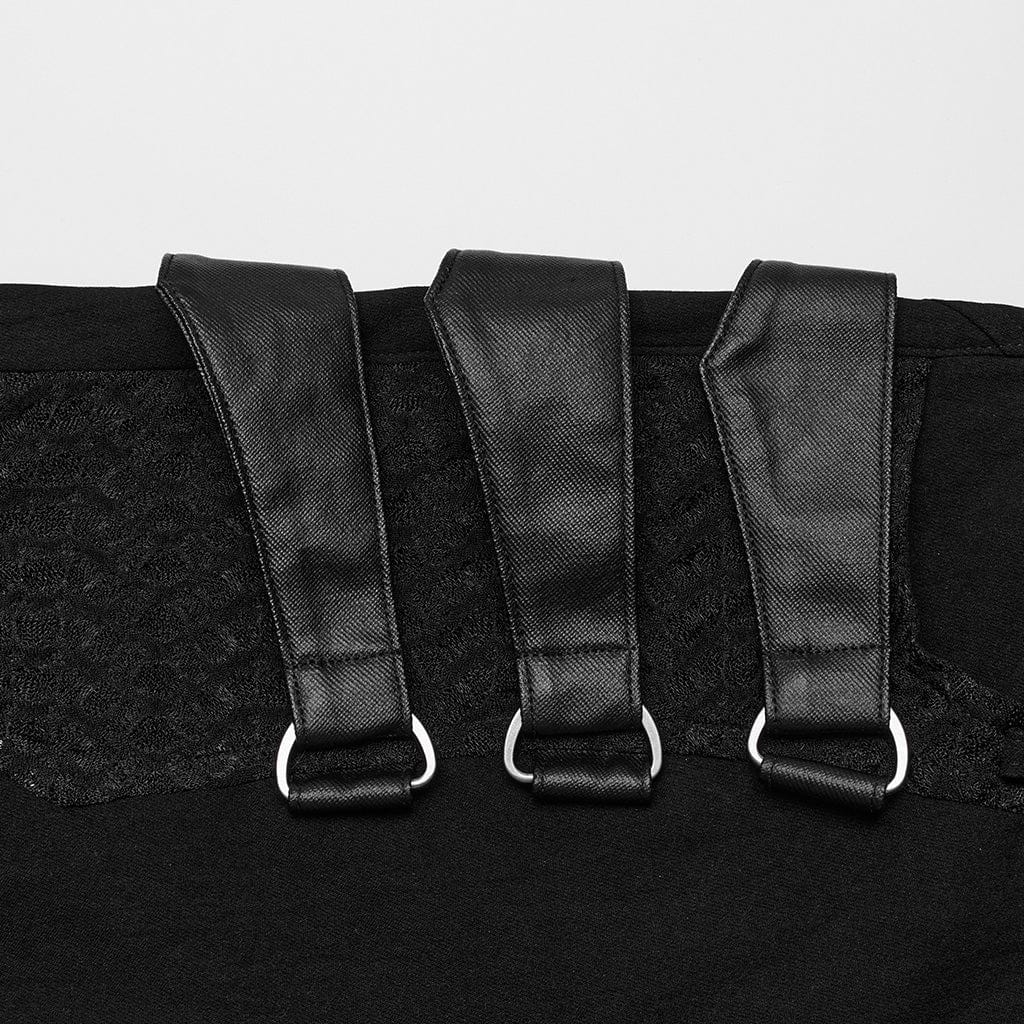 Pantaloni da donna con cinturino per spaghetti con fibbia in rete punk - immagine 9