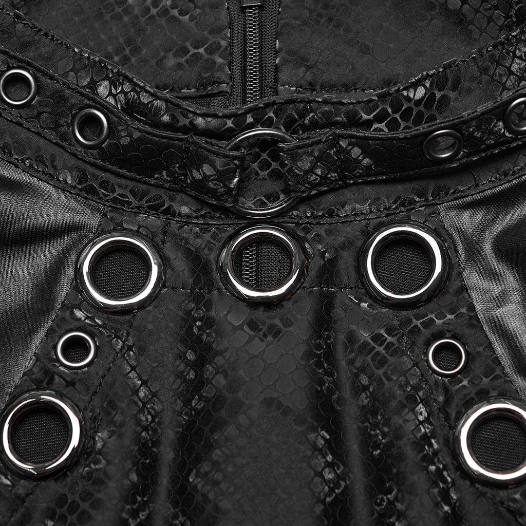 Abito corto senza maniche con taglio ad anello in rete punk da donna - immagine 8