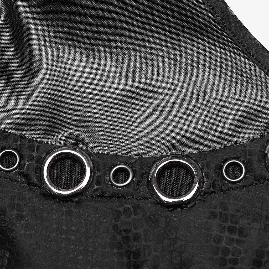 Abito corto senza maniche con taglio ad anello in rete punk da donna - immagine 9