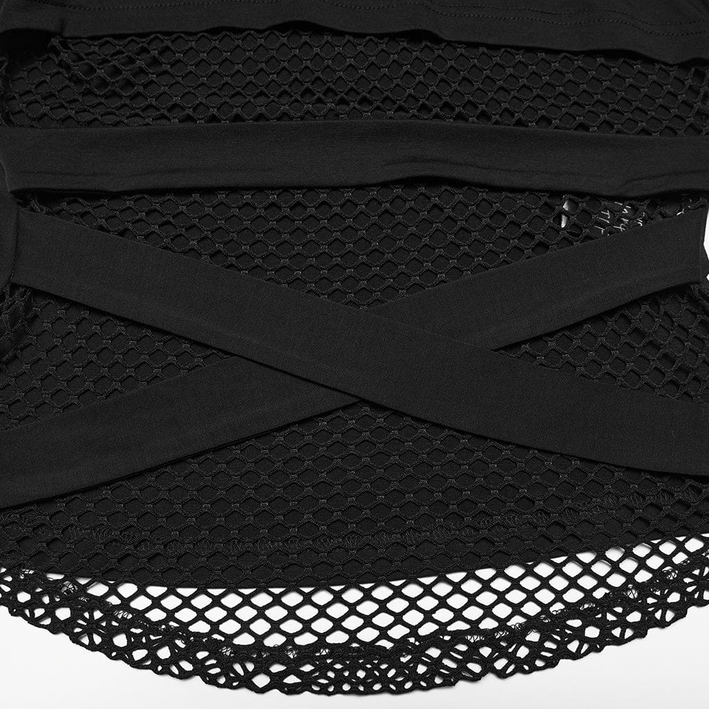 Canotta da donna con cappuccio e ritagli in rete punk - immagine 8