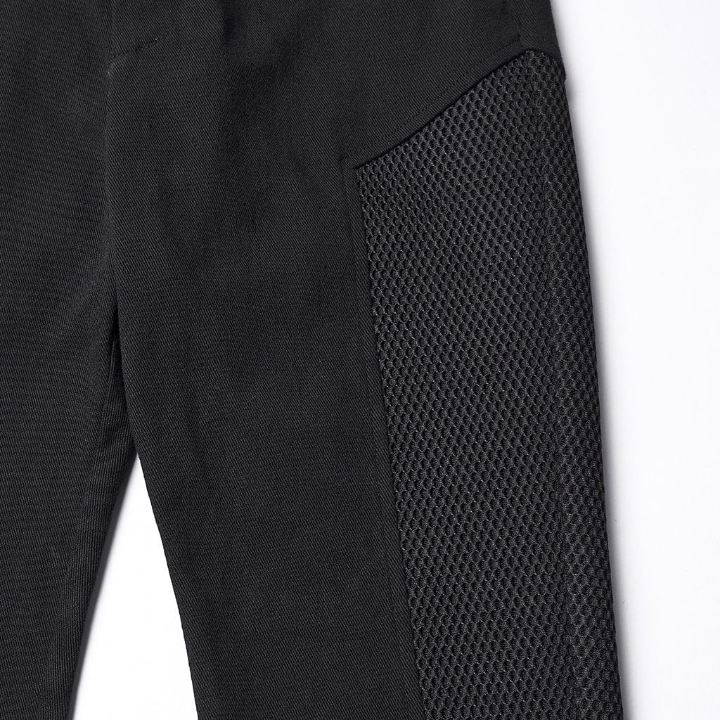 Pantaloni punk in rete con giunture e borse staccabili per le gambe da donna - immagine 8