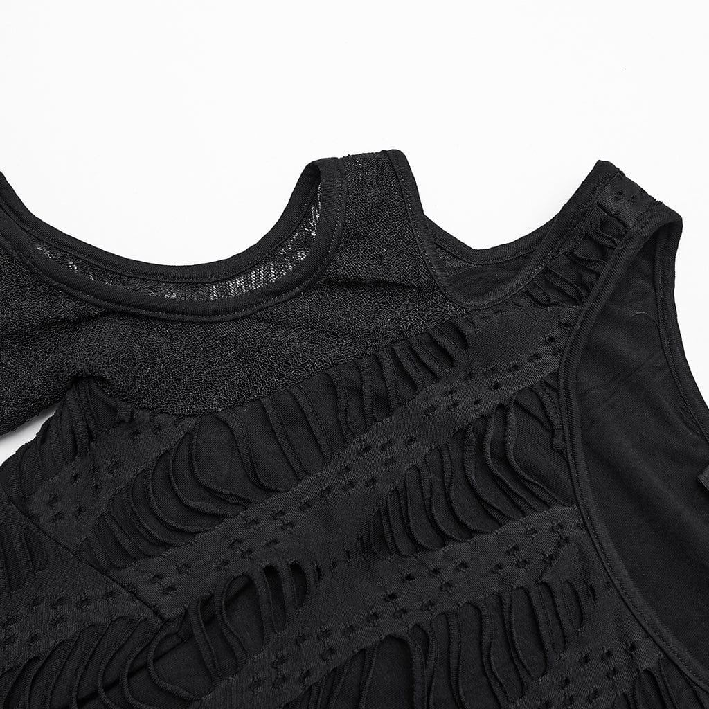 Top da donna con spalle scoperte e arricciature in rete punk - immagine 8