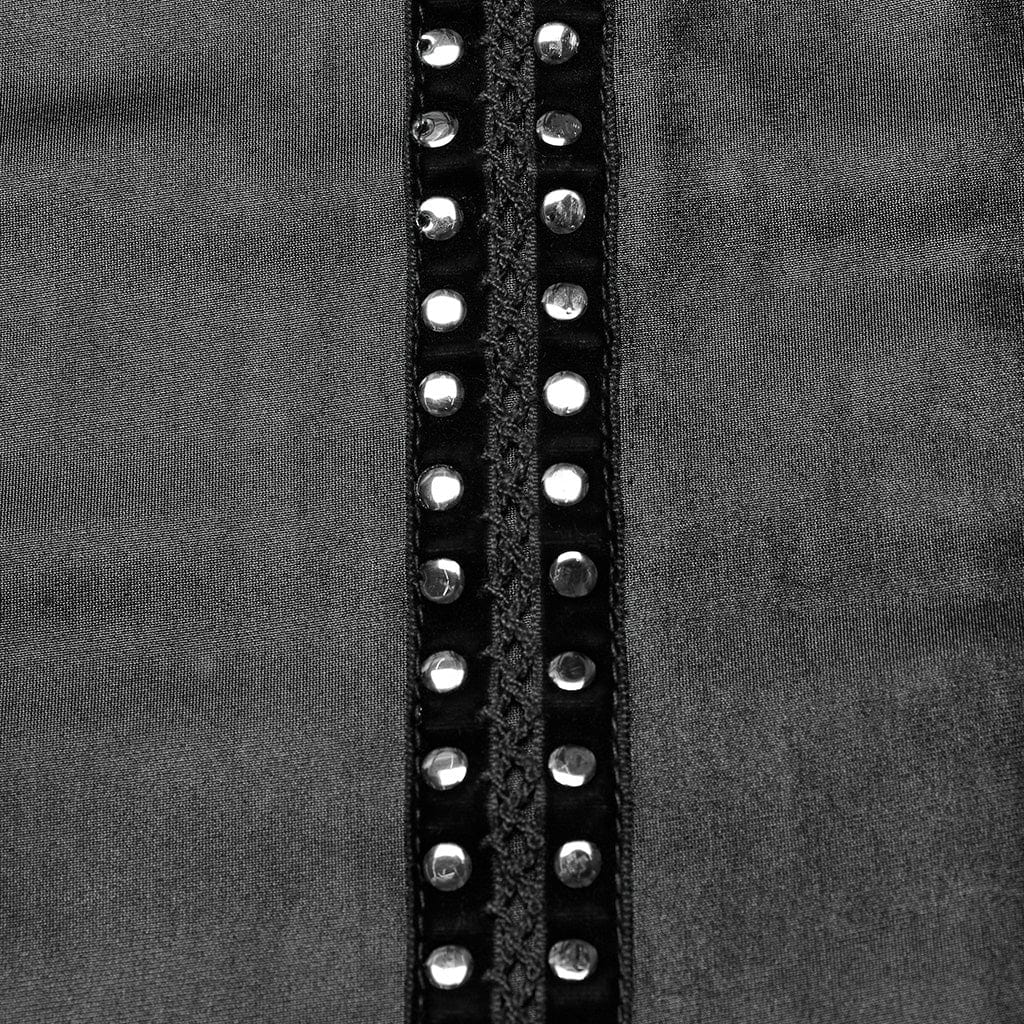 Abito sottoveste con lacci punk inchiodato da donna nero - immagine 8