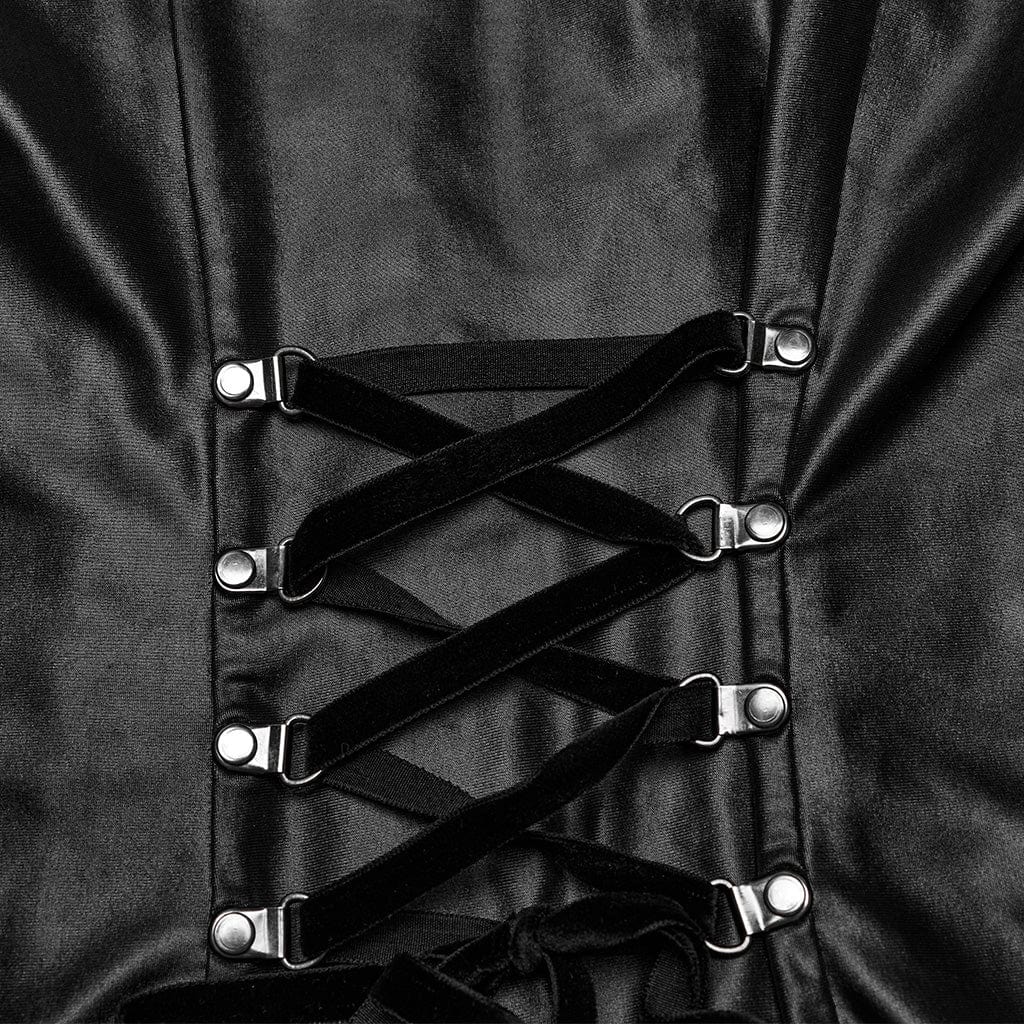 Abito sottoveste con lacci punk inchiodato da donna nero - immagine 9