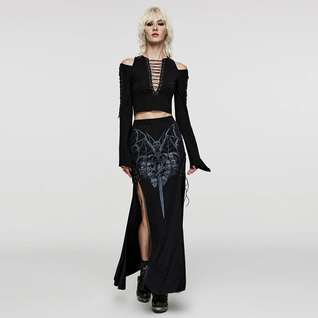 Top corto con lacci e spalle scoperte punk da donna - immagine 5