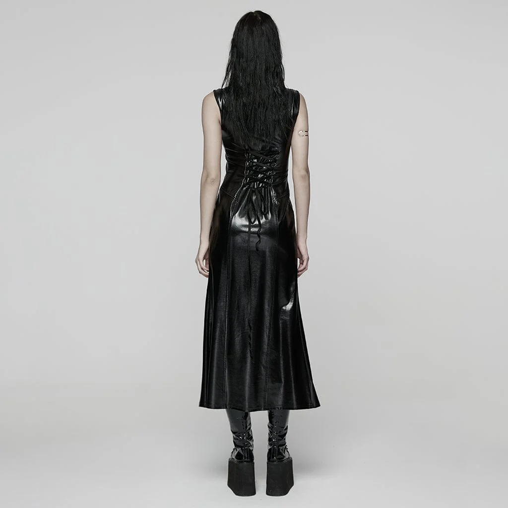 Abito da donna con lacci e spacco punk - immagine 4