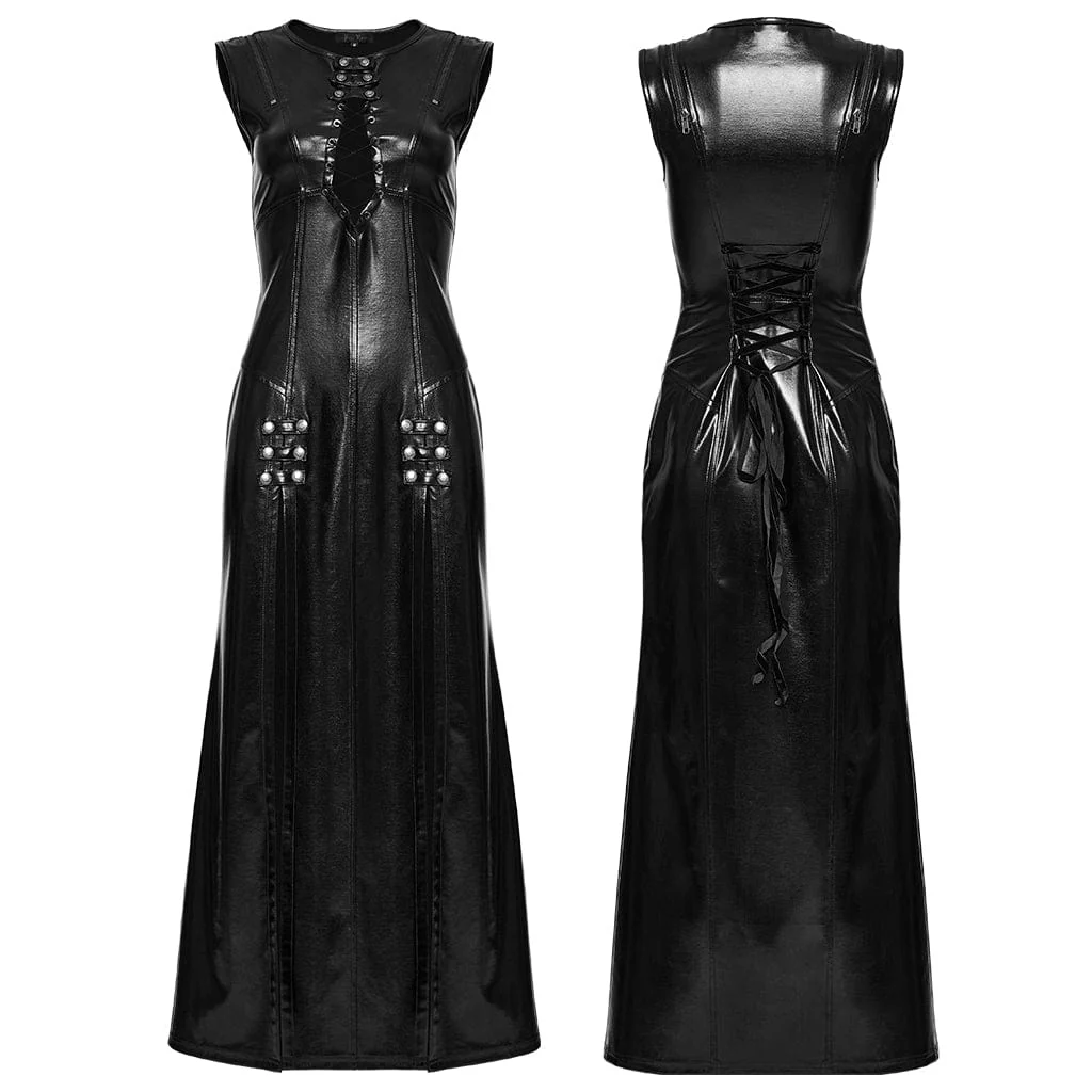 Abito da donna con lacci e spacco punk - immagine 6