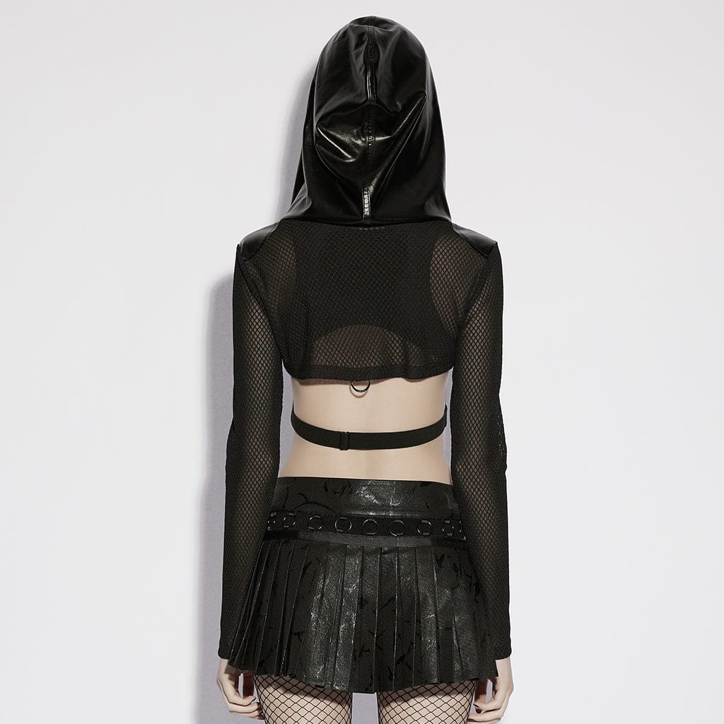 Mantella con cappuccio trasparente da donna, pullover punk - immagine 4