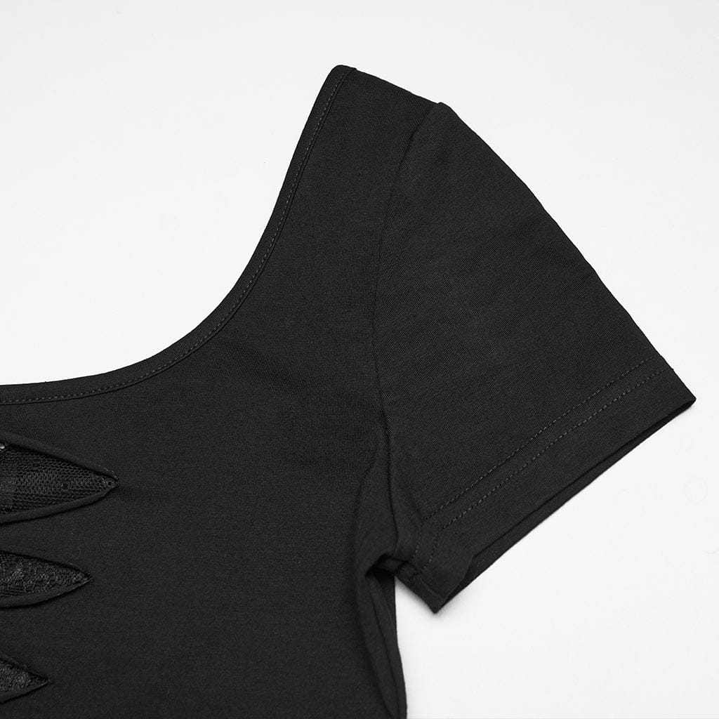 Maglietta a maniche corte trasparente con rivetti punk da donna - immagine 9