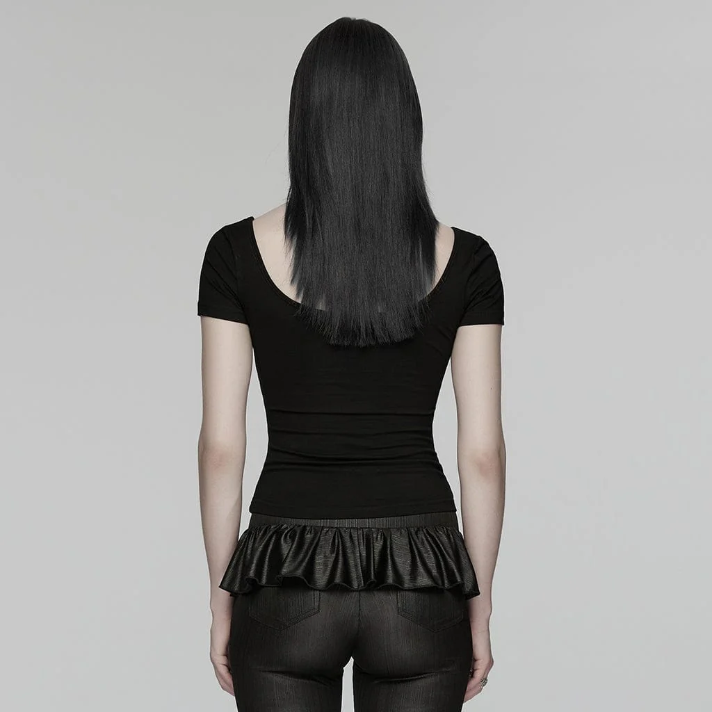 Maglietta a maniche corte trasparente con rivetti punk da donna - immagine 4