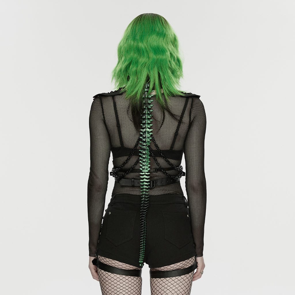 Pantaloncini da donna con rivetti punk e imbracature per le gambe staccabili - immagine 4