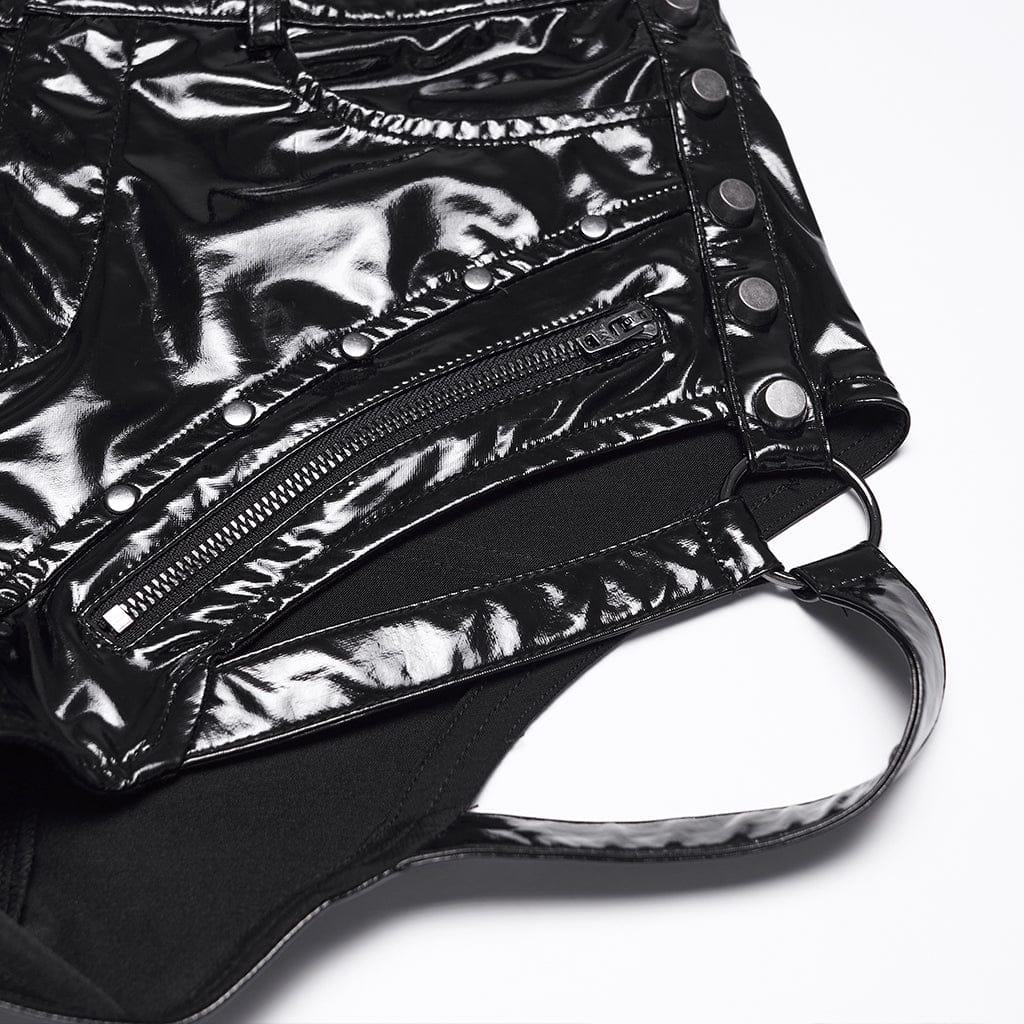 Pantaloncini da donna con borchie punk e zip - immagine 8