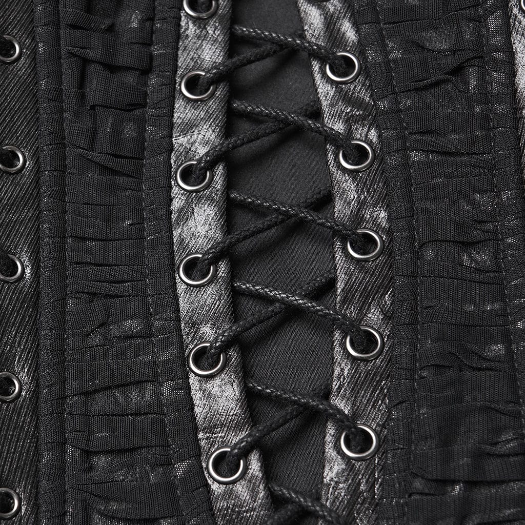 Bustino da donna con cerniera laterale e lacci arricciati in stile punk - immagine 7