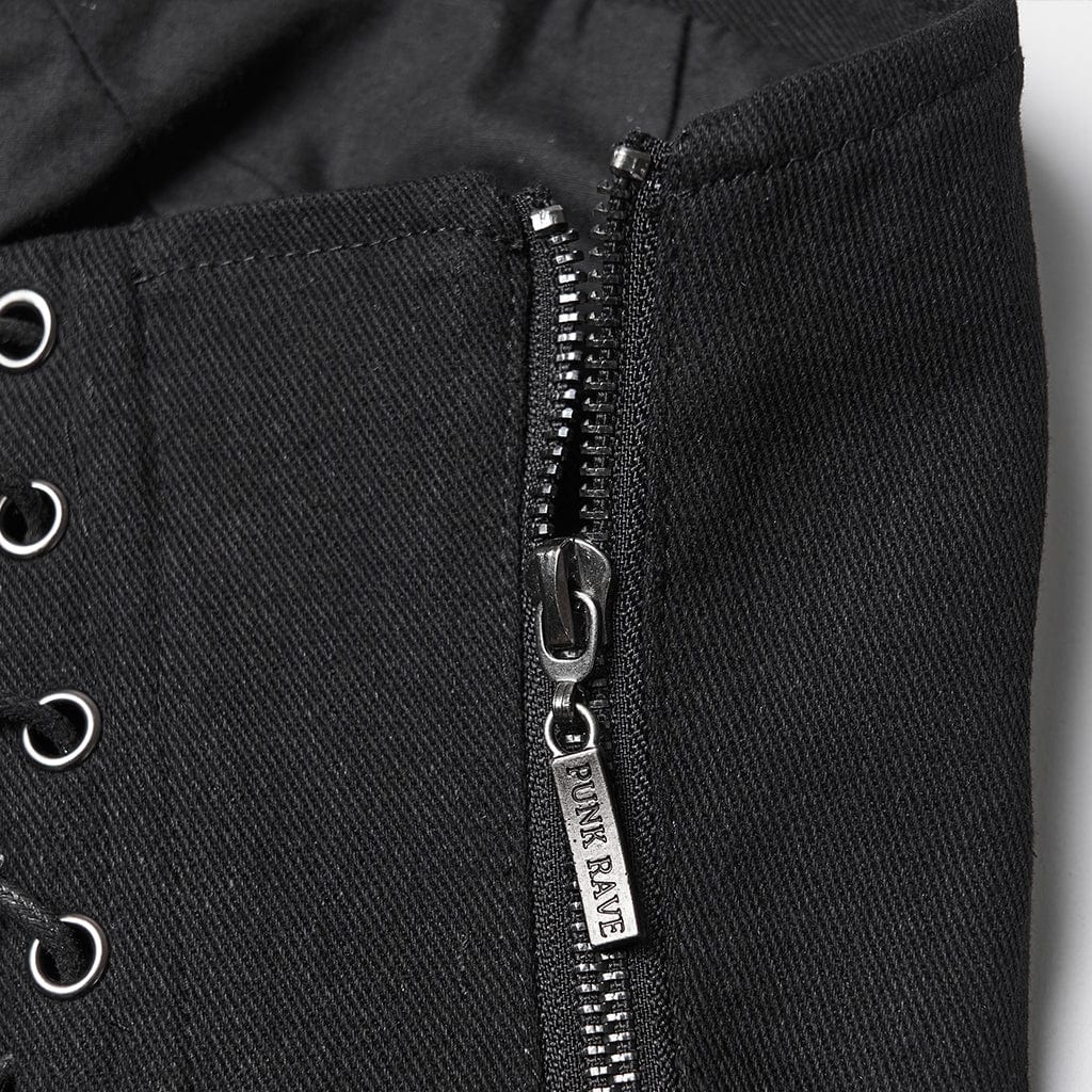 Bustino da donna con cerniera laterale e lacci arricciati in stile punk - immagine 8