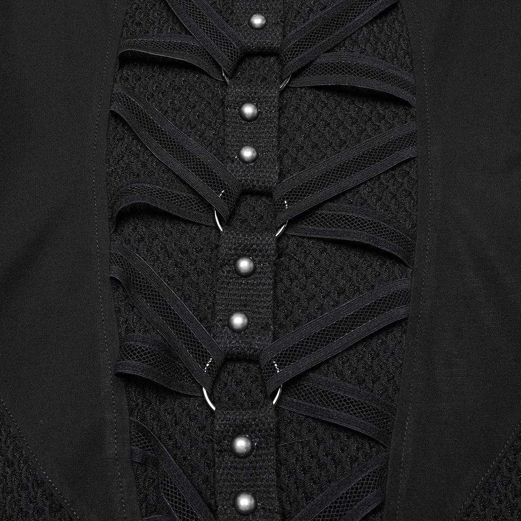 Abito da donna in rete con spalline punk e cappuccio - immagine 7