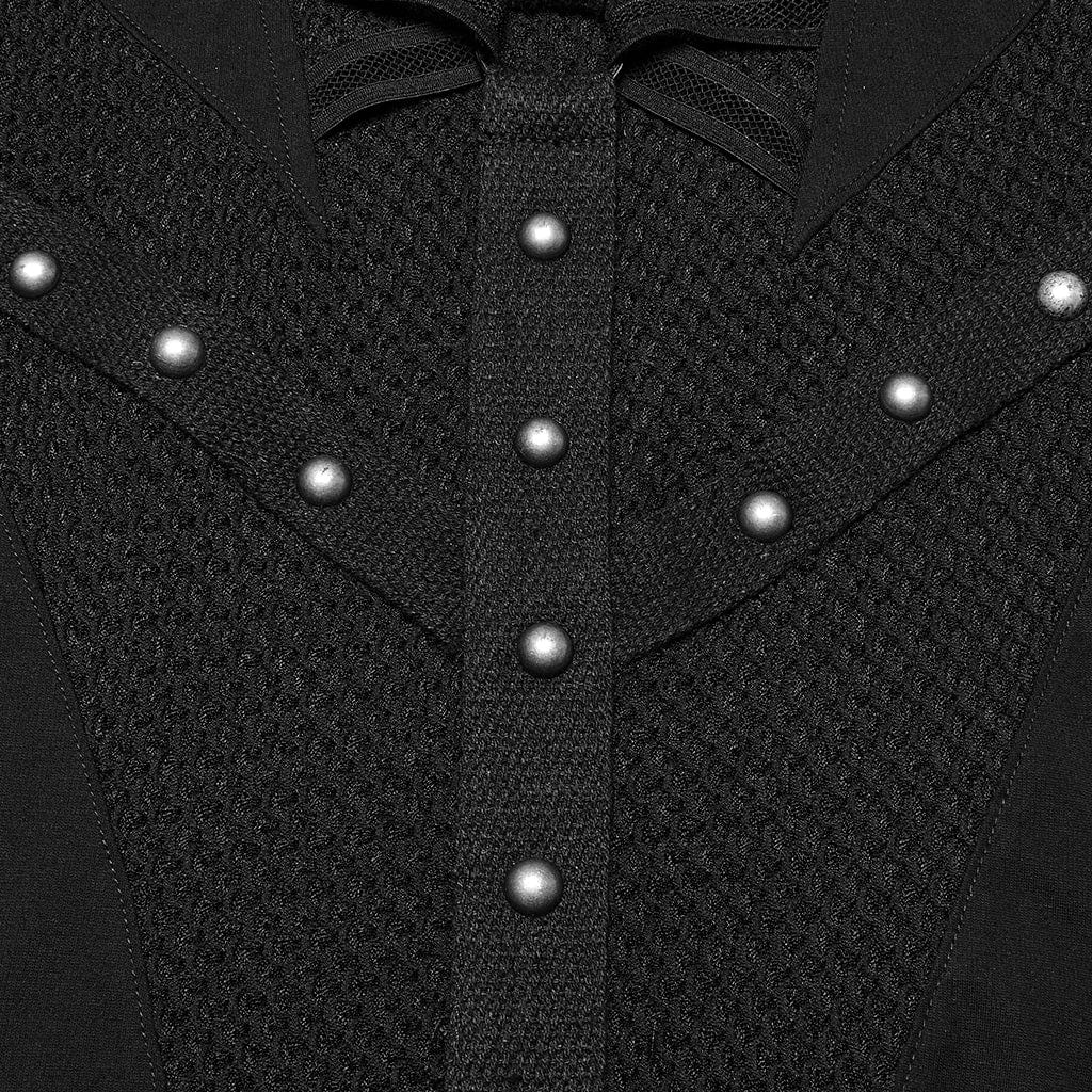 Abito da donna in rete con spalline punk e cappuccio - immagine 8