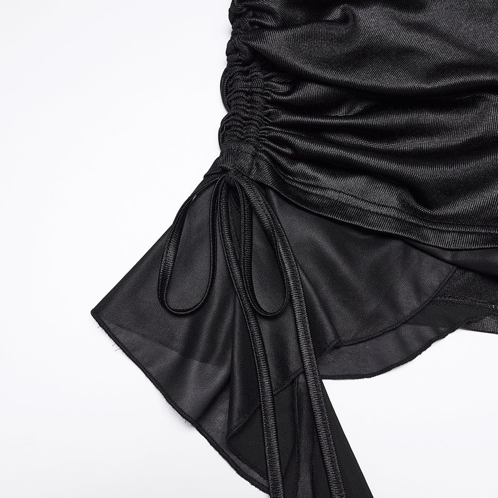 Pantaloncini arricciati con coulisse e punk streamer da donna - immagine 8