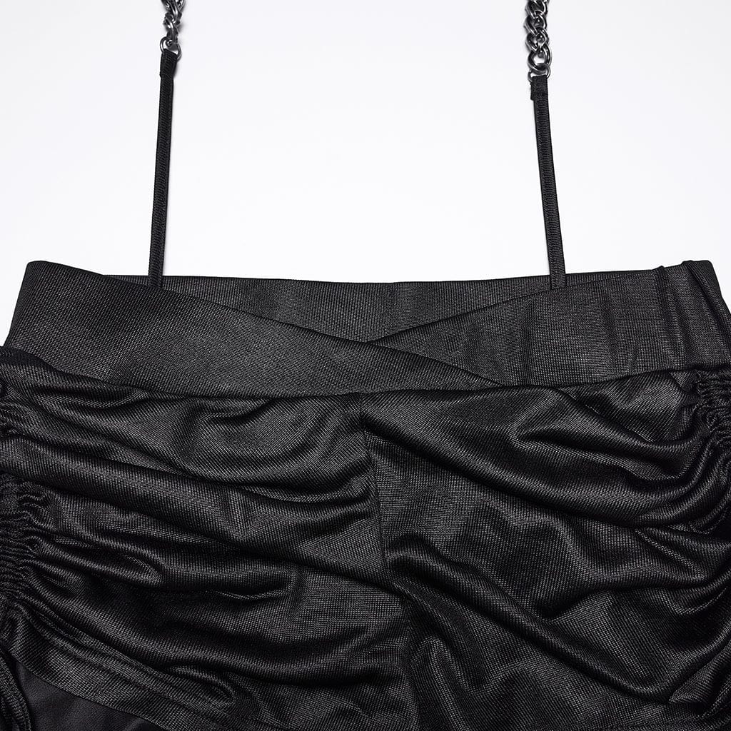 Pantaloncini arricciati con coulisse e punk streamer da donna - immagine 7