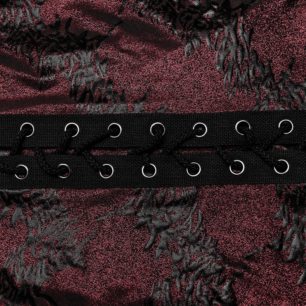 Pantaloni svasati con lacci stampati punk spine da donna rossi - immagine 8