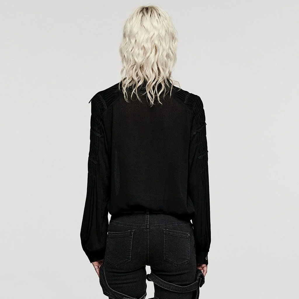 Camicia increspata con colletto risvoltato punk da donna - immagine 4