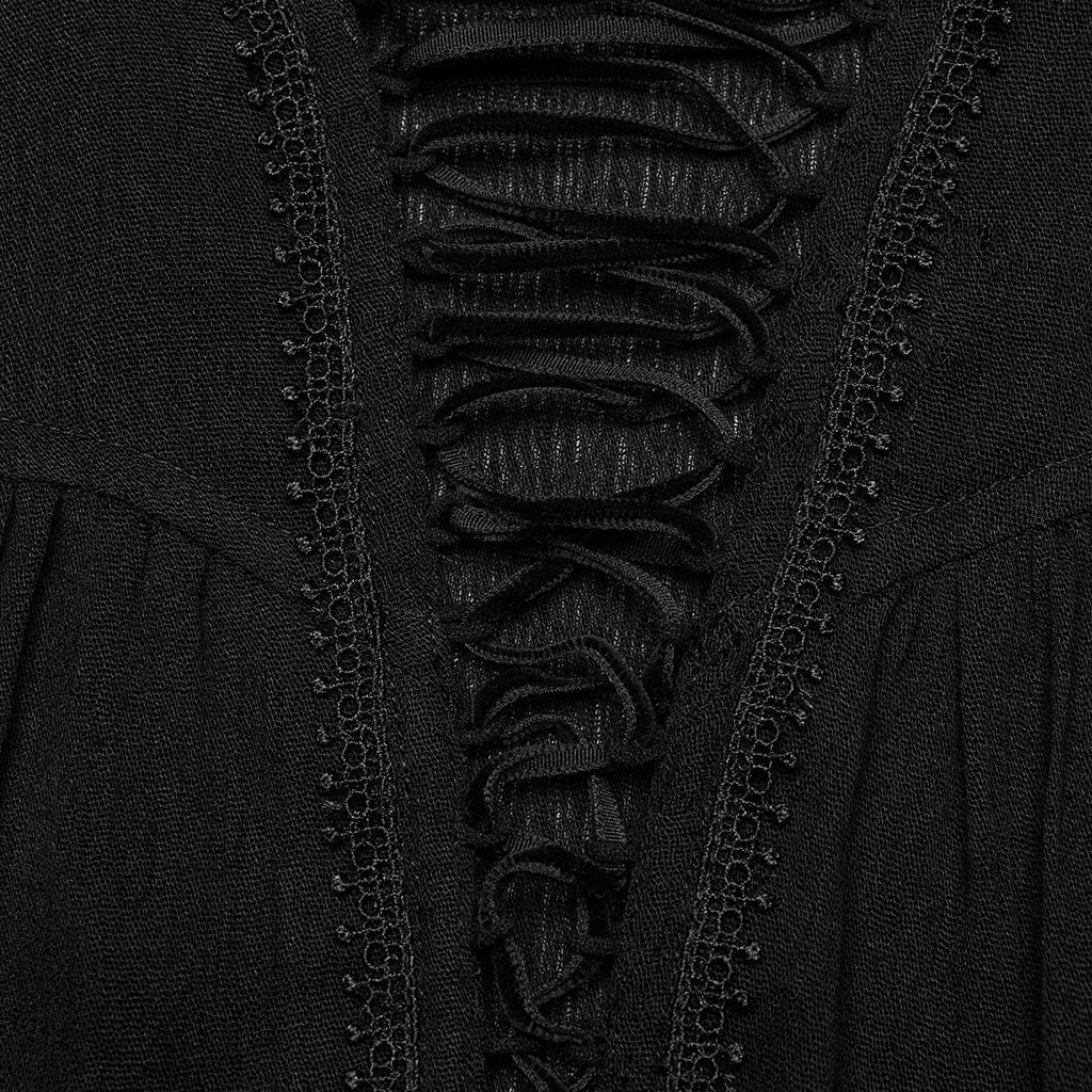 Camicia increspata con colletto risvoltato punk da donna - immagine 8