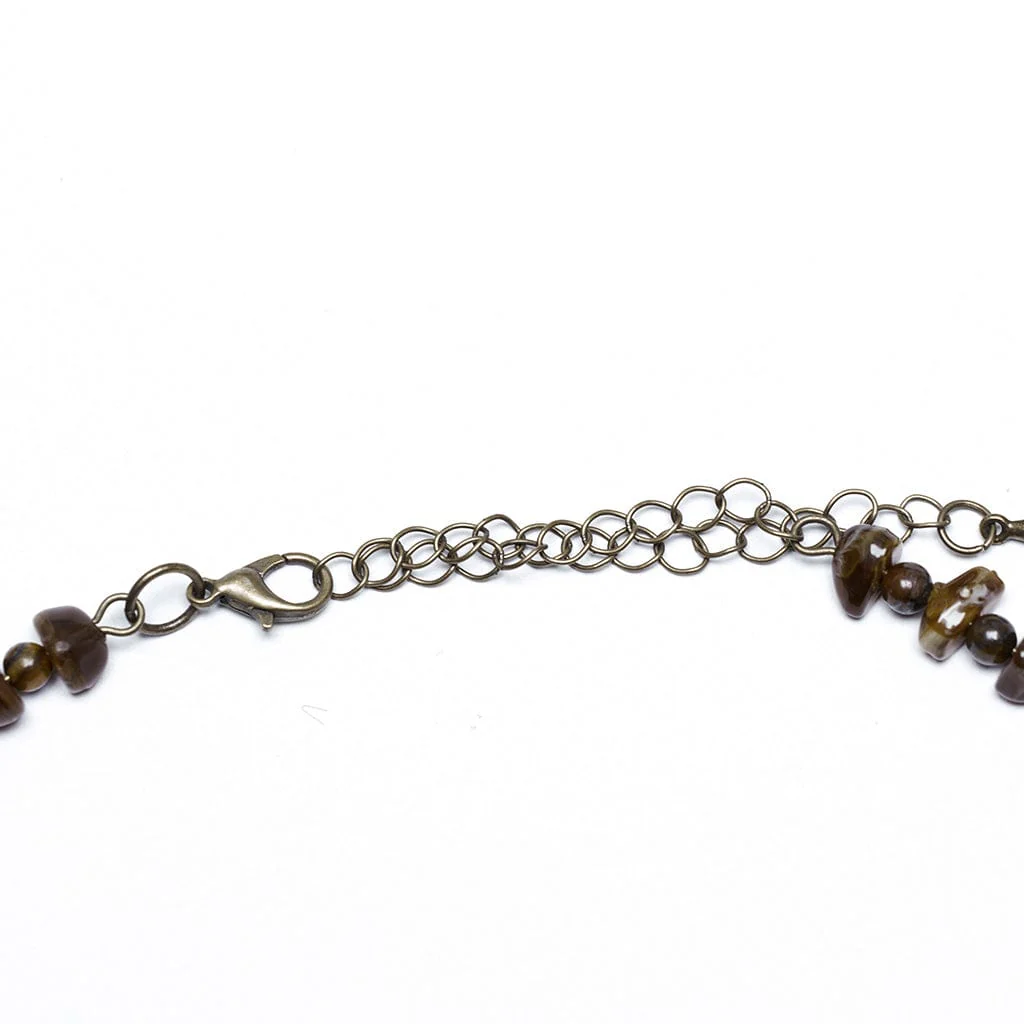 Collana da donna in stile steampunk con perline irregolari a forma di farfalla, ambra - immagine 9